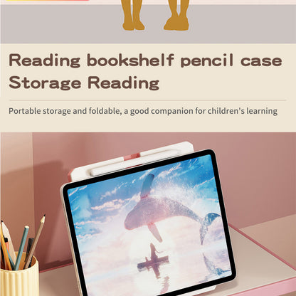 Kids Study Desk and Chair Set, LVYUAN Children School Drawing Desk Chair Set Height Adjustable Ergonomic Table and Chair Set  with LED Lamp, Book Stand, Storage Drawer, Hook Pink