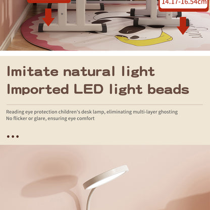 Kids Study Desk and Chair Set, LVYUAN Children School Drawing Desk Chair Set Height Adjustable Ergonomic Table and Chair Set  with LED Lamp, Book Stand, Storage Drawer, Hook Pink