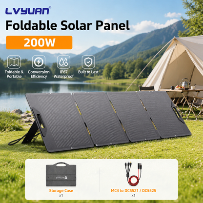 LVYUAN 200W High-Efficiency Monocrystalline Foldable Solar Panel Charger for RV, Camping, Outdoor Travel