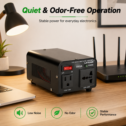 Lvyuan 500VA 220V ⇄ 110V Step Up & Step Down Voltage Transformer Converter with US Outlet, Universal Outlet & Circuit Breaker