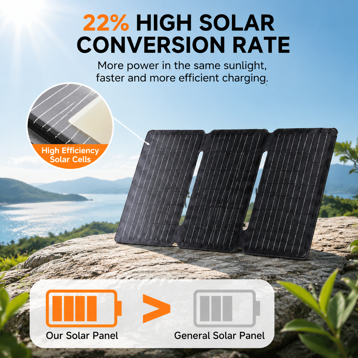 LVYUAN 40W Foldable Solar Panel Charger with USB-C & USB-A Outputs for Outdoor Adventures