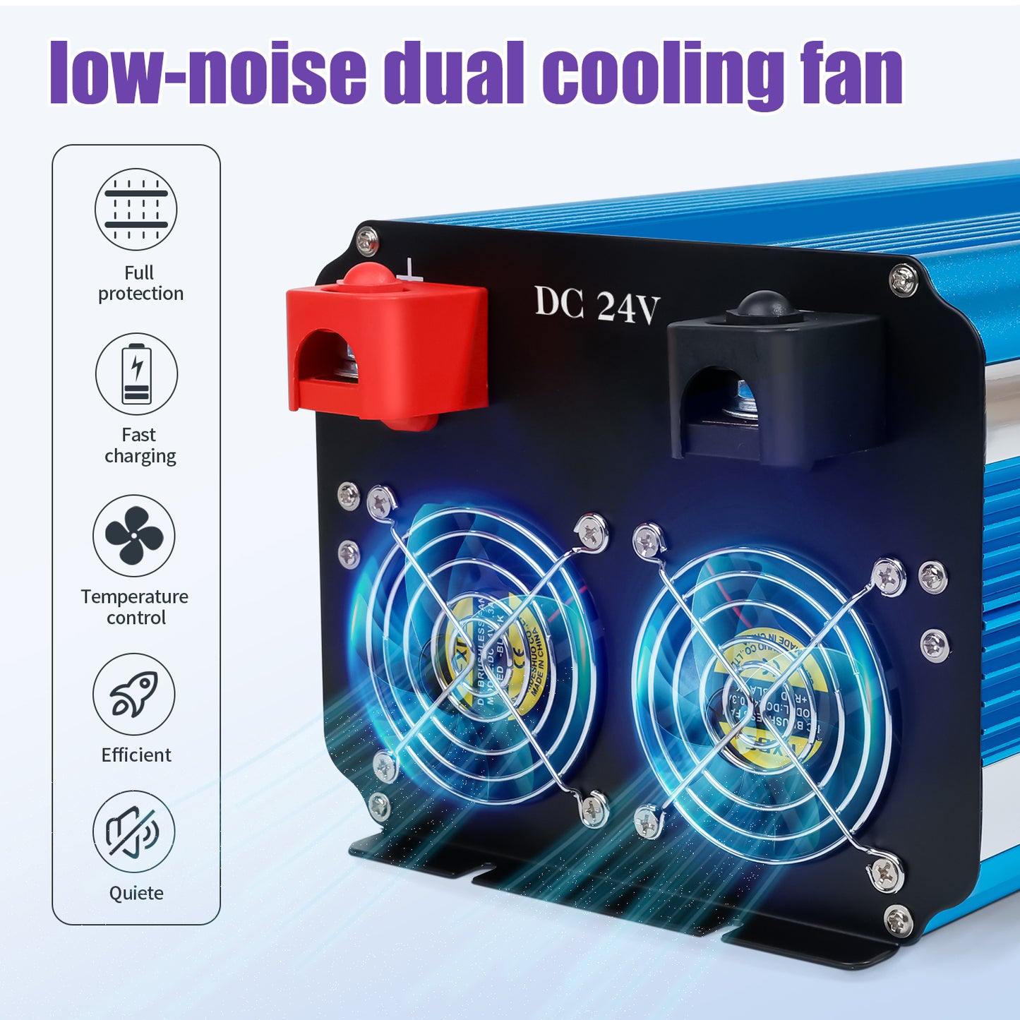 LVYUAN 5000W 10000W Peak Pure Sine Wave Power Inverter 24V DC to 110V AC Converter, 60Hz/50Hz, 4 AC Outlets + USB, LED Display, Remote Control for Car, RV, Camping & Home Backup