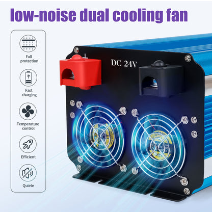 LVYUAN 5000W 10000W Peak Pure Sine Wave Power Inverter 24V DC to 110V AC Converter, 60Hz/50Hz, 4 AC Outlets + USB, LED Display, Remote Control for Car, RV, Camping & Home Backup