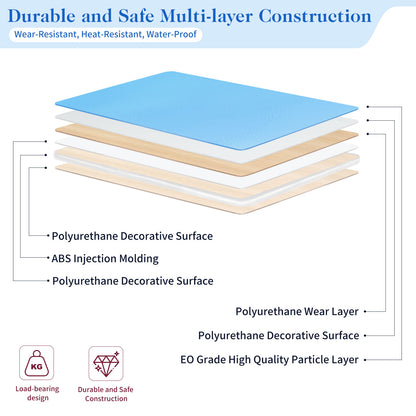 Kids Study Desk and Chair Set, LVYUAN Height Adjustable Children School Study Drawing Desk, Ergonomic Kids Table Desk and Chair Set with Storage Drawer, Hook, Bracket, Pen Slot for Ages 3-18 Blue