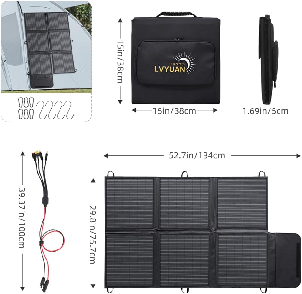 LVYUAN 120W Portable Solar Panel Foldable Blanket