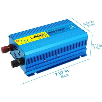 LVYUAN 500 Watts 1200 Watts Pure Sine Wave Power Inverter DC 12V to AC 110V 120V Car Battery Converter Charger Adapter 2USB 2AC for Laptops, RVs, Trucks