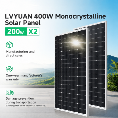 LVYUAN 200W Portable Monocrystalline Solar Panel 2PCS