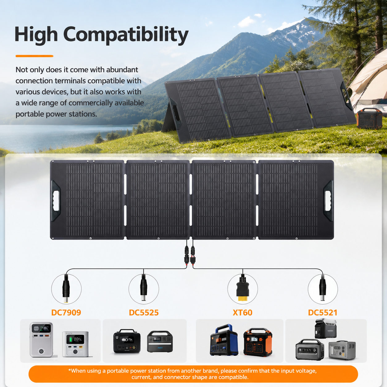 LVYUAN 200W High-Efficiency Monocrystalline Foldable Solar Panel Charger for RV, Camping, Outdoor Travel