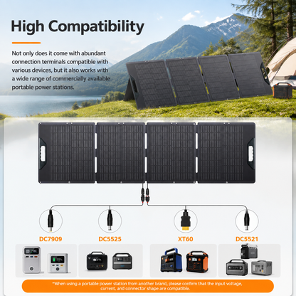 LVYUAN 200W High-Efficiency Monocrystalline Foldable Solar Panel Charger for RV, Camping, Outdoor Travel