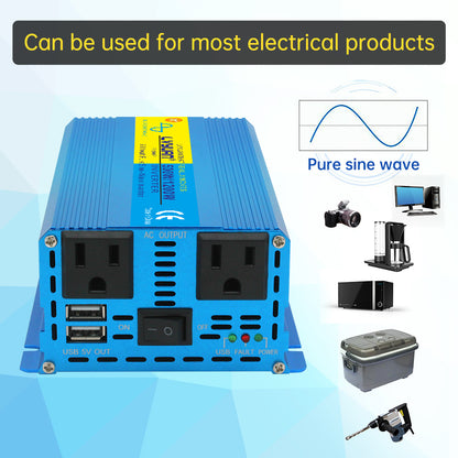 LVYUAN 500 Watts 1200 Watts  Pure Sine Wave Car Power Inverter 24V DC to 110V/120V AC Car Battery Converter Charger Adapter 2USB 2AC for Laptops, RVs, Trucks