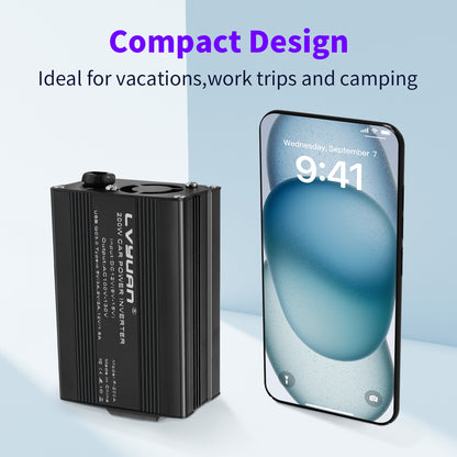 LVYUAN 200W Modified Sine Wave Car Power Inverter, DC 12V to AC 110V Converter with 20W PD USB-C & AC & 3.0 USB Adapter for Vehicles