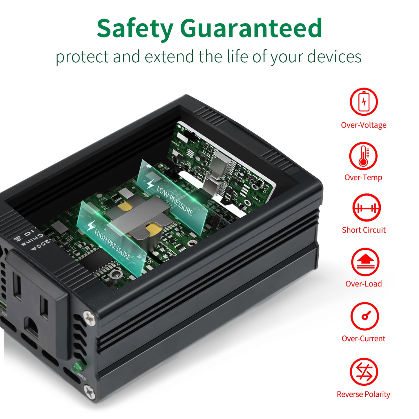 LVYUAN 200W Modified Sine Wave Car Power Inverter, DC 12V to AC 110V Converter with 20W PD USB-C & AC & 3.0 USB Adapter for Vehicles