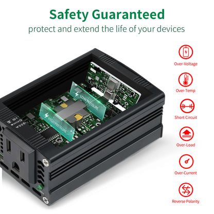 LVYUAN 200W Modified Sine Wave Car Power Inverter, DC 12V to AC 110V Converter with 20W PD USB-C & AC & 3.0 USB Adapter for Vehicles