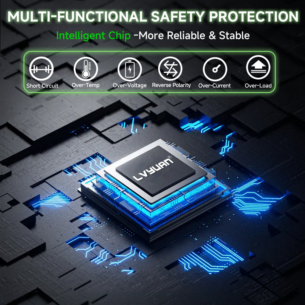 LVYUAN 4000W 8000W Peak Pure Sine Wave Power Inverter 24V DC to 110V AC Converter, 60Hz/50Hz, 4 AC Outlets + USB, LCD Display, Remote Control for Car, RV, Camping & Home Backup Green