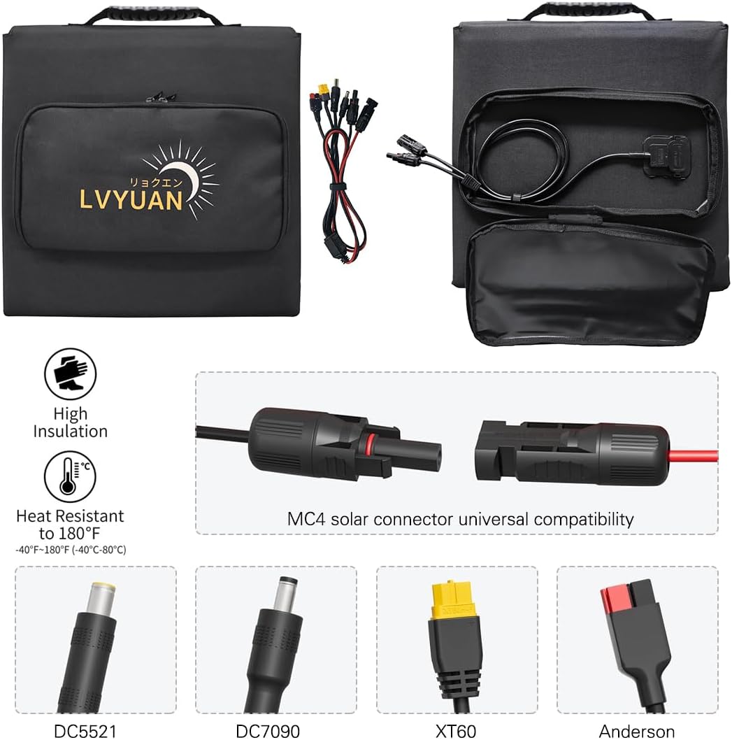 LVYUAN 120W Portable Solar Panel Foldable Blanket