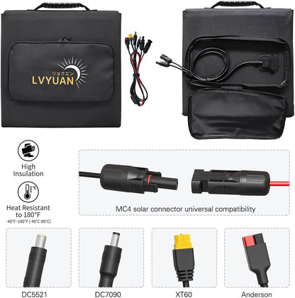 LVYUAN 120W Portable Solar Panel Foldable Blanket