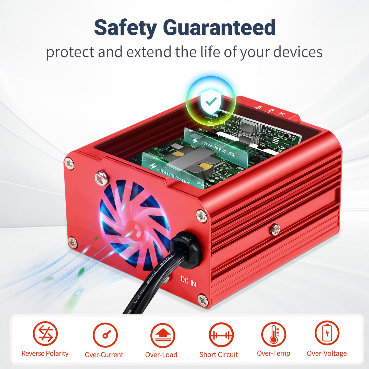 LVYUAN 200W Modified Sine Wave Power Inverter 12V DC to 110V AC Vehicles Converter 2 AC Outlets + 2USB Charger Car Plug Adapter for Laptop, Computer, Car, RV, Camping & Home Red