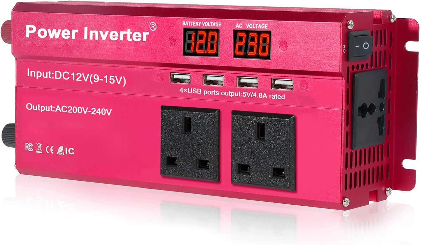 LVYUAN 1000W Wechselrichter DC 12V zu AC 110V mit LCD-Display DC zu AC Konverter