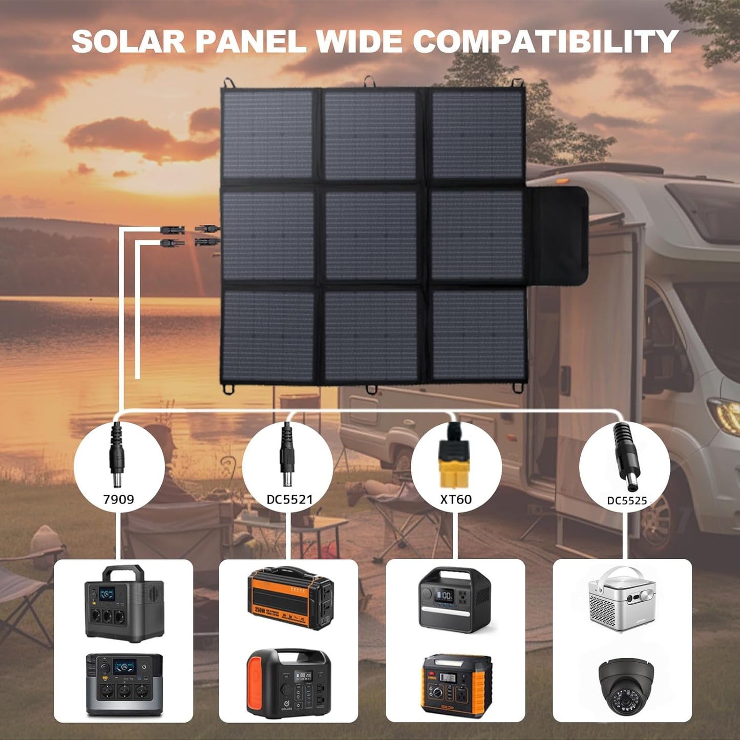 LVYUAN 400W Portable Solar Panel – Ultra-Compact Foldable 20V Solar Charger for Power Stations & Outdoor Camping
