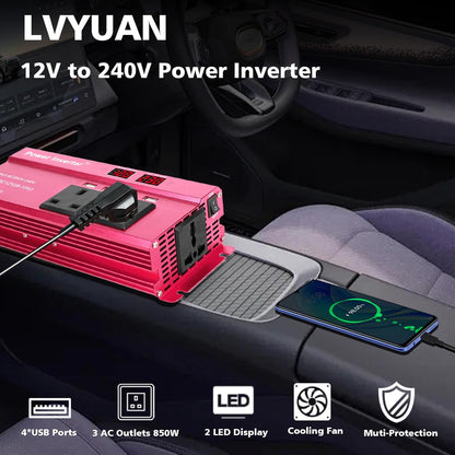 LVYUAN 1000W Wechselrichter DC 12V zu AC 110V mit LCD-Display DC zu AC Konverter