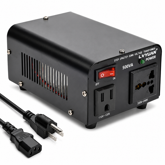 Yinleader 500W Voltage Transformer Power Converter(110V to 220V, 220V to 110V) Step Up/Down Converter 110/120 Volt - 220/240 Volt w/US Power Cord [300W Continuous Power]