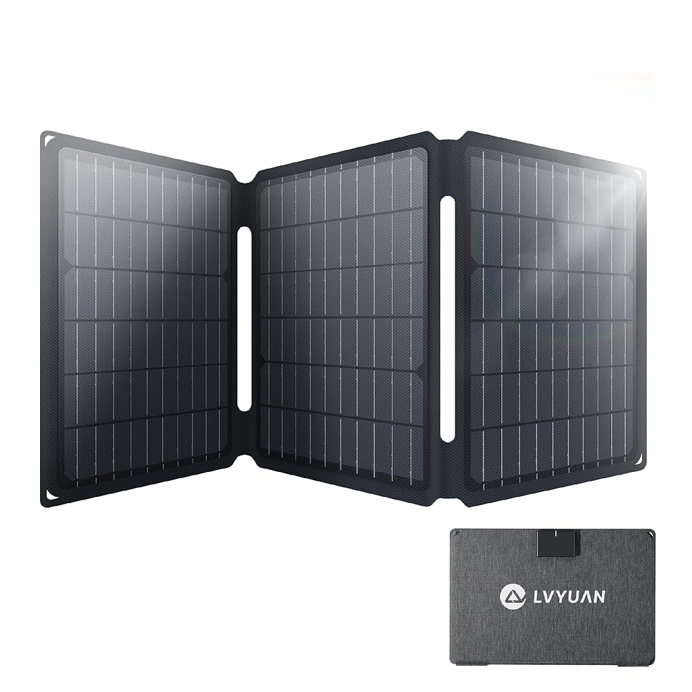 LVYUAN 40W Foldable Solar Panel Charger with USB-C & USB-A Outputs for Outdoor Adventures