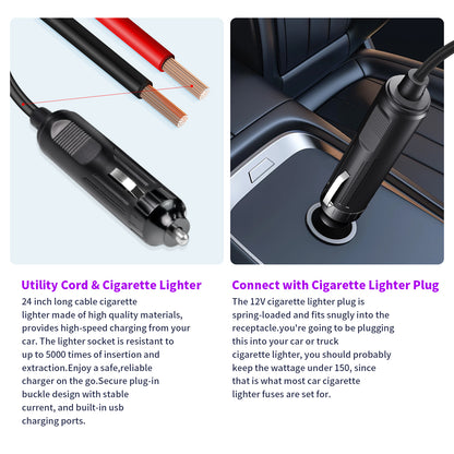 LVYUAN 200Watts Power Inverter Converter Adapter 12V DC to 110V AC Car Charger with 2 USB Ports for Cars, Camping, and Travel