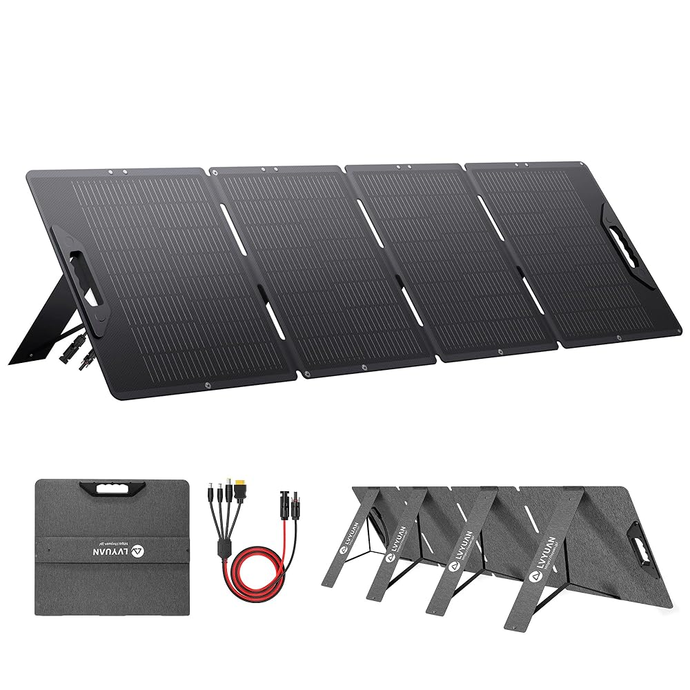LVYUAN 200W High-Efficiency Monocrystalline Foldable Solar Panel Charger for RV, Camping, Outdoor Travel