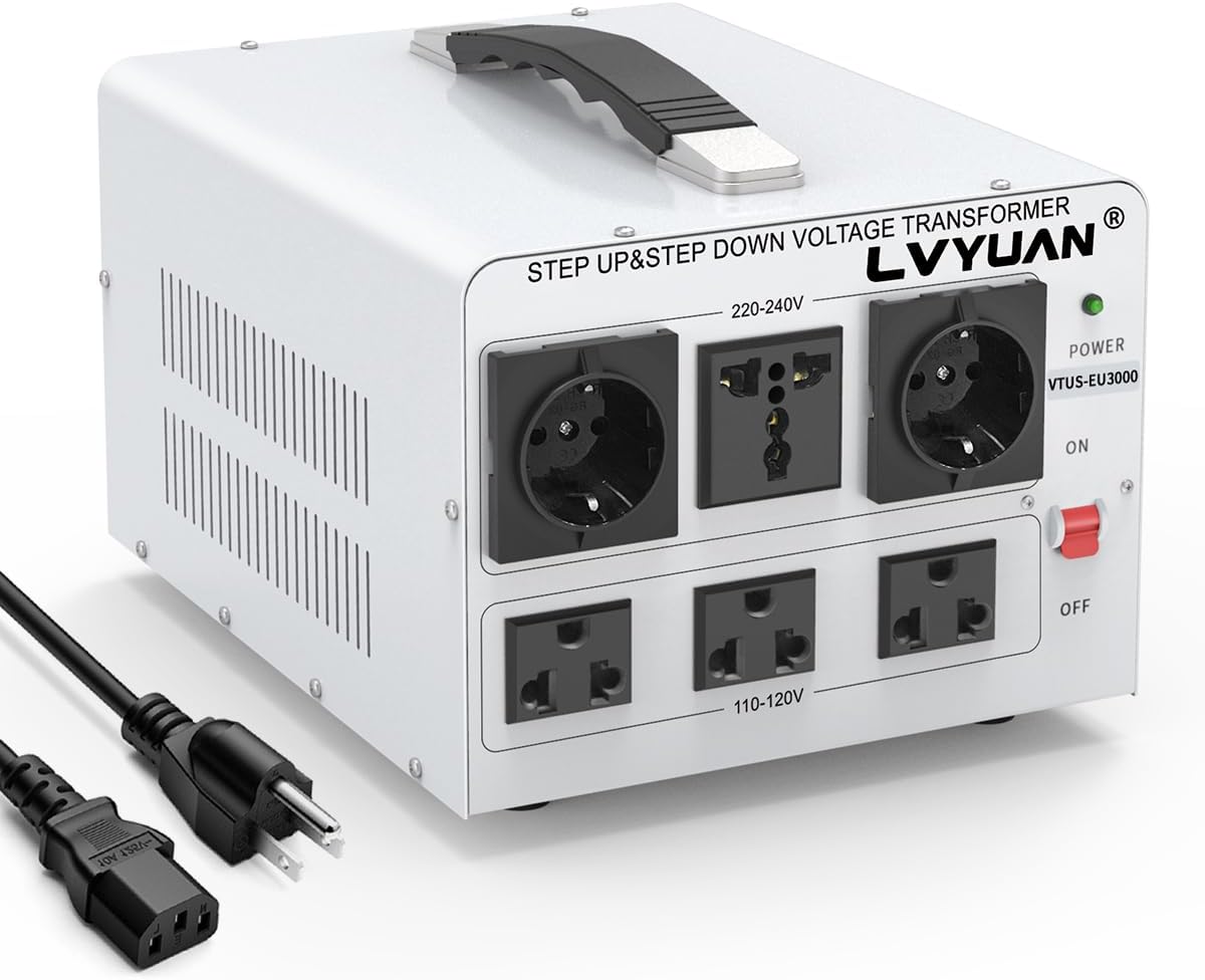 Lvyuan 3000W Voltage Converter Transformer Step Up/Down 110V↔220V Power Converter in White