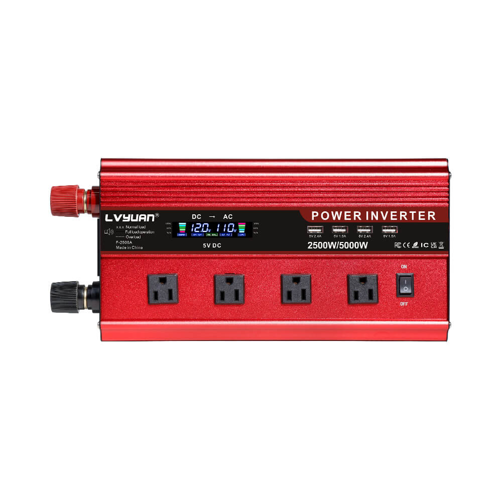 2500W Power Inverter DC 12V à AC 230V avec écran LCD 4 USB