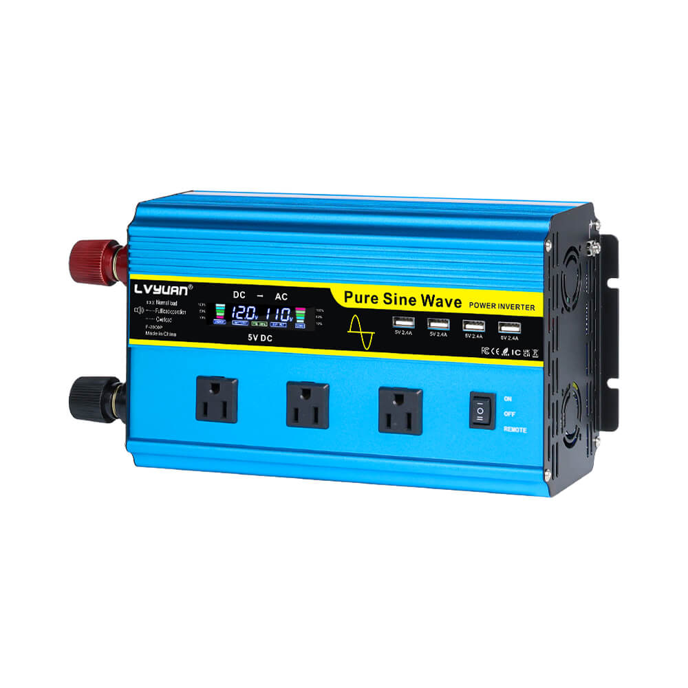 1600W Blue Pure Sine Wave Power Inverter, DC 12V to AC 110V/230V ...