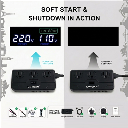 LVYUAN 220V to 110V Voltage Converter in Black