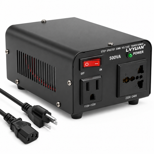 Lvyuan 500VA 220V ⇄ 110V Step Up & Step Down Voltage Transformer Converter with US Outlet, Universal Outlet & Circuit Breaker