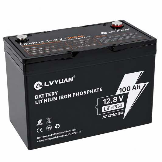 Lvyuan 12V 100Ah LiFePO4 Lithium Battery 1280Wh Deep Cycle Rechargeable Battery with Intelligent BMS