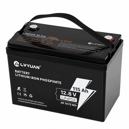Lvyuan 12V 115Ah LiFePO4 Battery 1472Wh Deep Cycle Lithium Battery with Intelligent BMS for RV, Solar, Marine & Home Backup