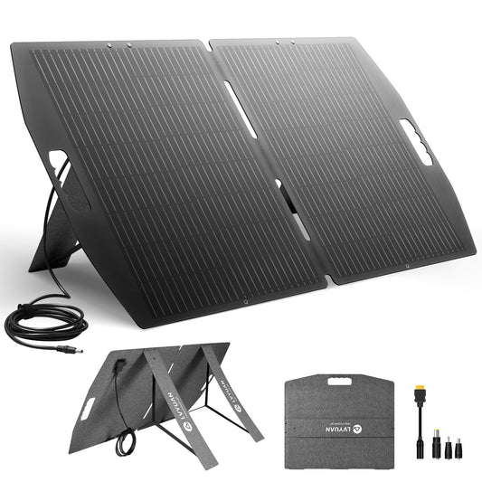 LVYUAN 100W Portable Solar Panel for Power Station Foldable ETFE Solar Charger for Camping, RV and Emergency Backup