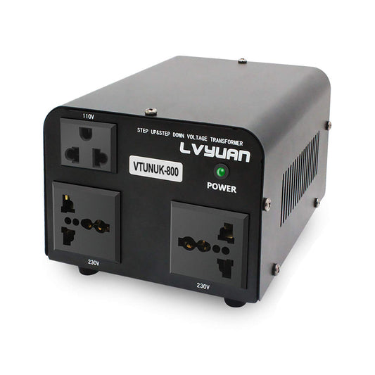 LVYUAN 800VA 220V ⇄ 110V STEP UP & STEP DOWN VOLTAGE TRANSFORMER CONVERTER UK TO US & US TO UK DUAL 110V & 220V OUTLETS