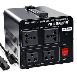 Yinleader 110V to 220V Voltage Converter Transformer 2000W Step Up/Down 110/120 Volt - 220/240 Volt Converter