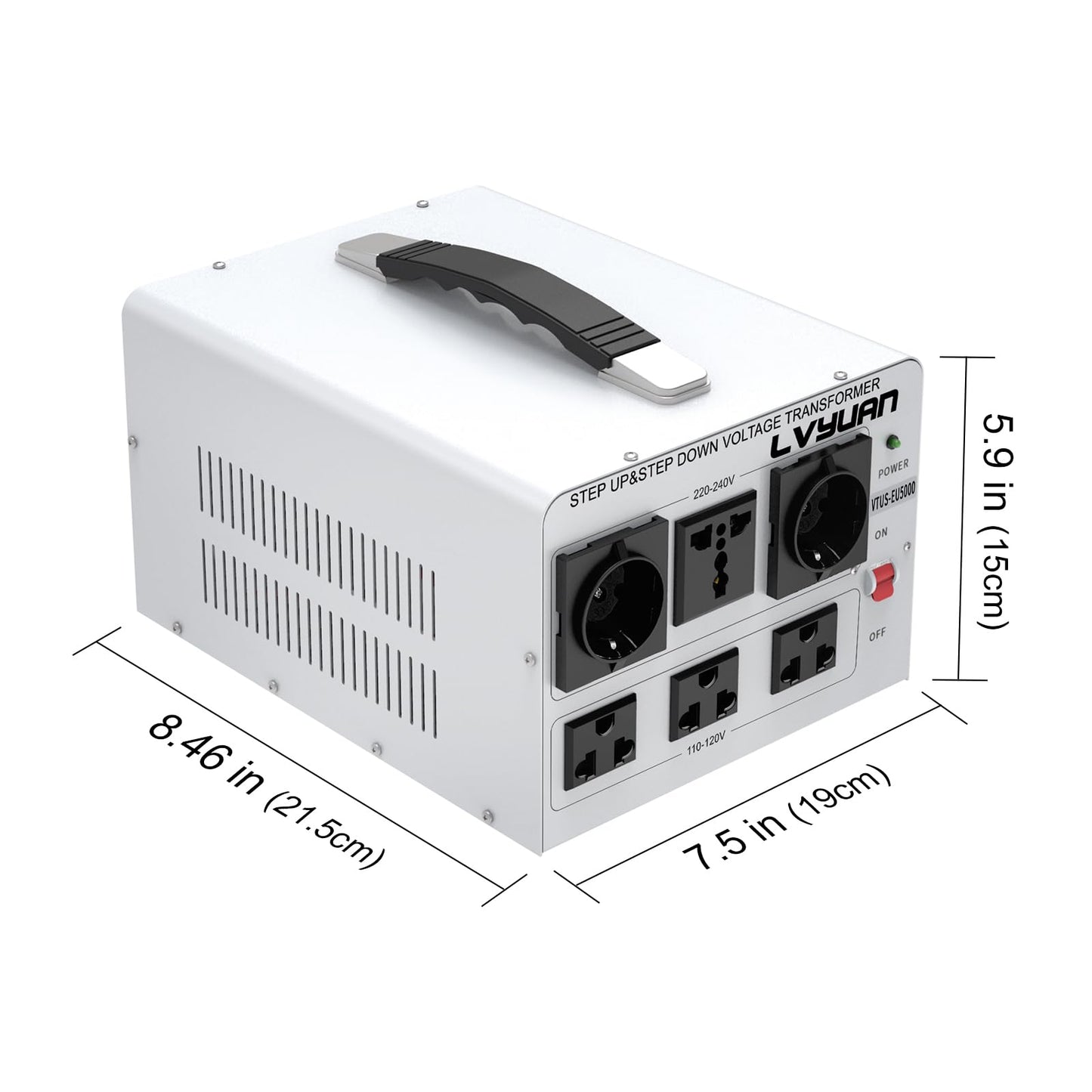 LVYUAN 5000W Voltage Transformer Power Converter Step Up 110V to 220V, Step Down 220V to 110V, 110/120 Volt - 220/240 Volt