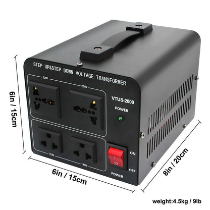 Yinleader 110V to 220V Voltage Converter Transformer 2000W Step Up/Down 110/120 Volt - 220/240 Volt Converter