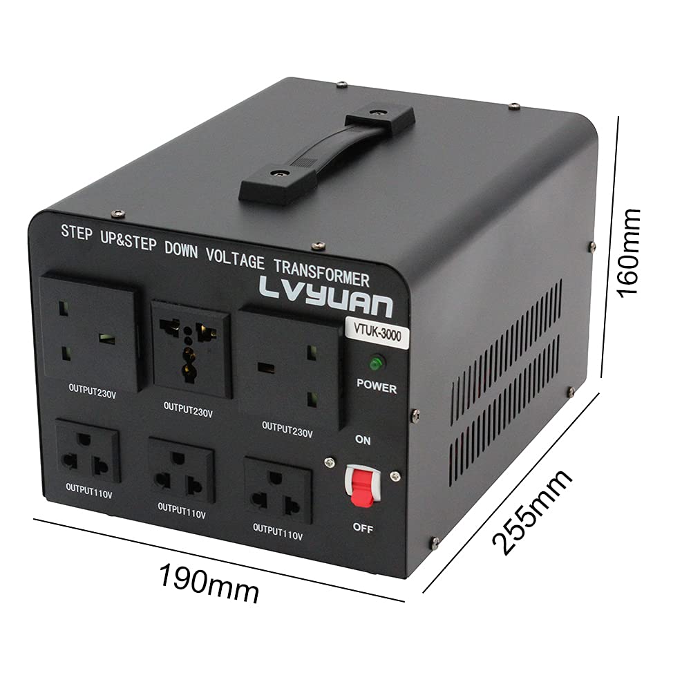 LVYUAN 3000 WATT VOLTAGE CONVERTER STEP UP/DOWN AC 110V/120V⇄220V/240V TRANSFORMER