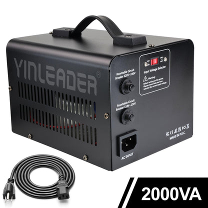 Yinleader 110V to 220V Voltage Converter Transformer 2000W Step Up/Down 110/120 Volt - 220/240 Volt Converter