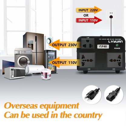 LVYUAN 800 Watt Power Convert from AC 110V ⇄  220V Step up Down Transformer