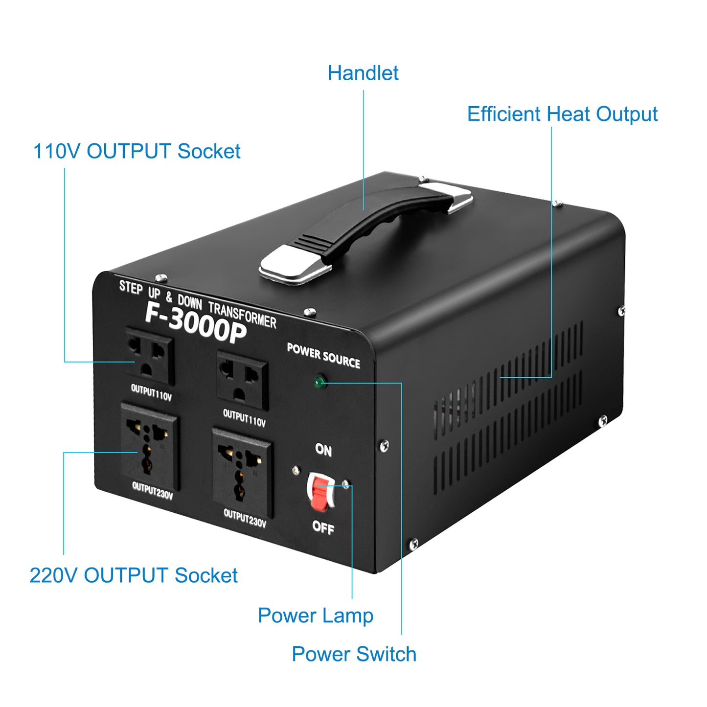 Conversion de puissance de 3000 watts de AC 110V ⇄ 220V