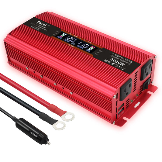 Onduleur 1500W pour voiture DC 12V à AC 110V avec affichage LED (rouge)