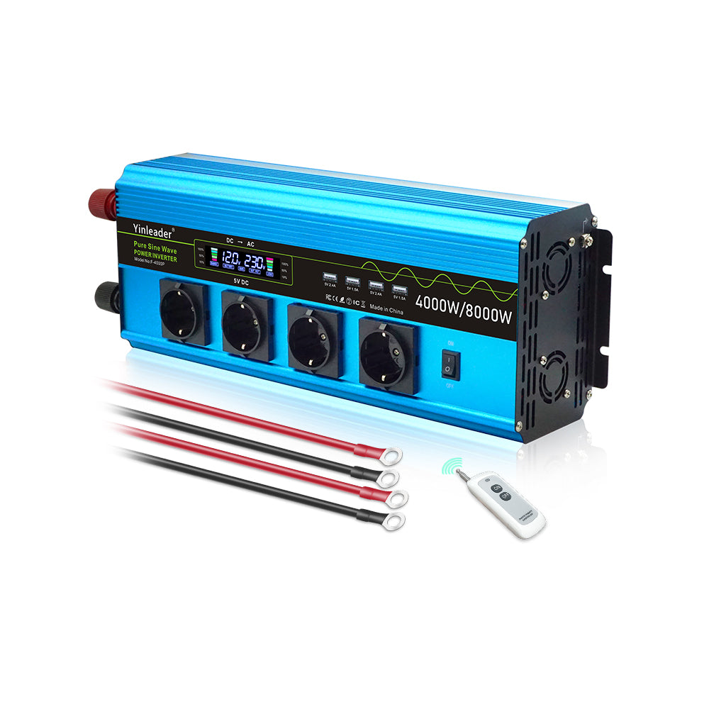 4000W Blue Pure Sine Wave Power Inverter, DC 24V to AC 110V/230V ...