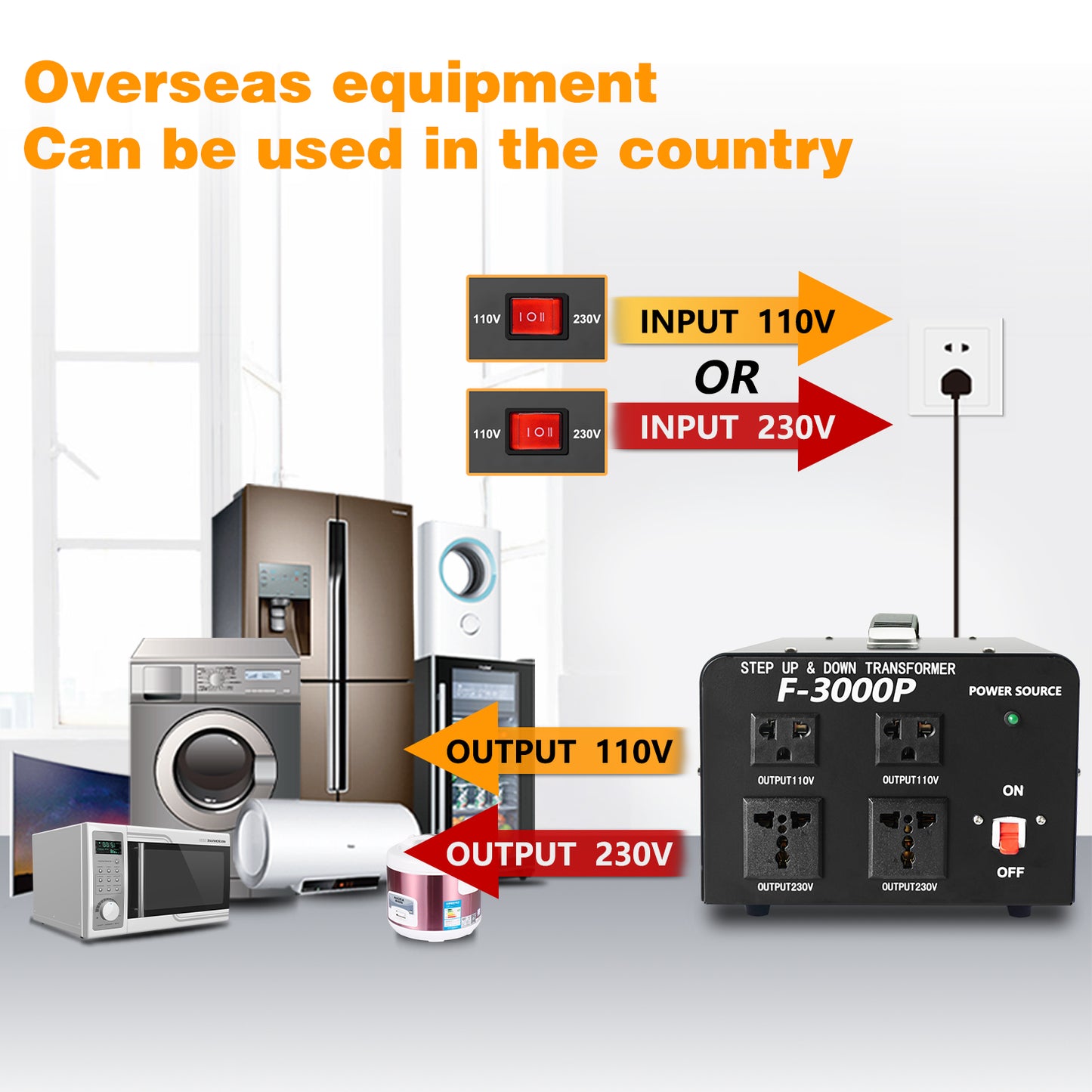 Conversion de puissance de 3000 watts de AC 110V ⇄ 220V