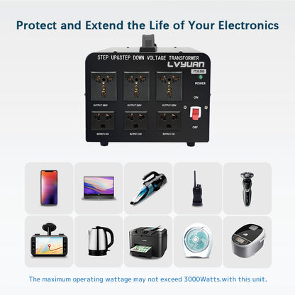 LVYUAN 3000 Watt Power Convert from AC 110V ⇄ 220V Step up Down Transformer