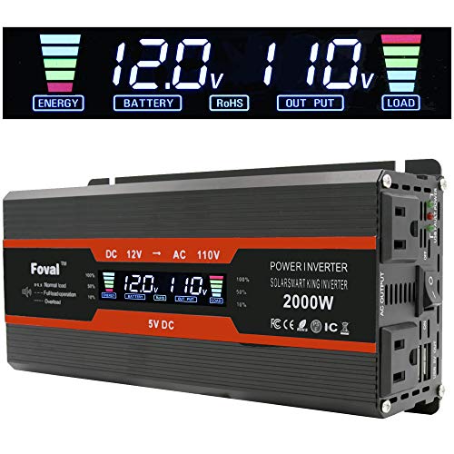 Onduleur de voiture 1000W DC 12V à 110V AC avec écran LCD