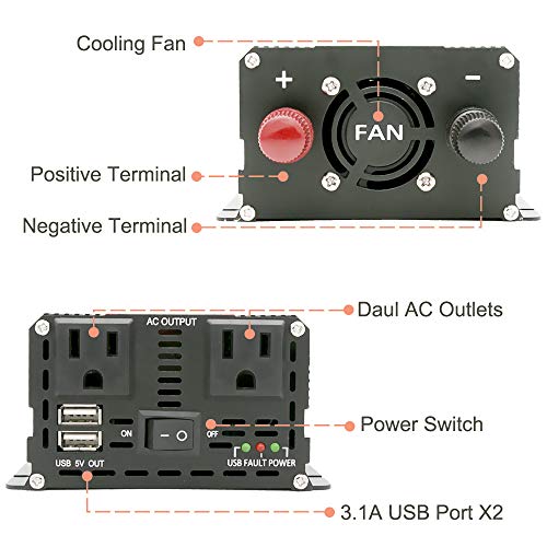 1000-W-Auto-Wechselrichter DC 12 V auf 110 V AC mit LCD-Display DC-AC-Konverter